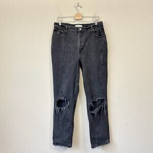 ABERCROMBIE & FITCH Curve Love 90s Straight Jeans Black Ultra HR